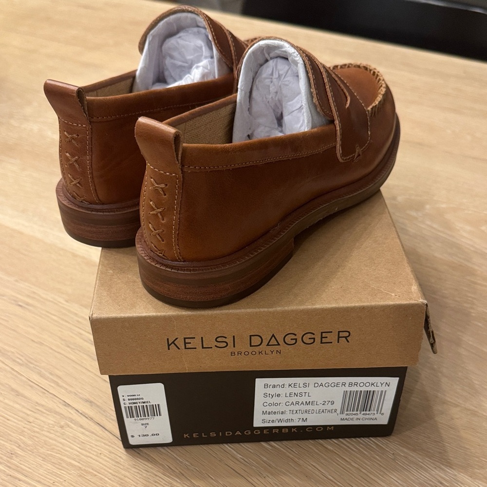 Kelsi Dagger Tan Leather Loafers - Picture 4 of 5